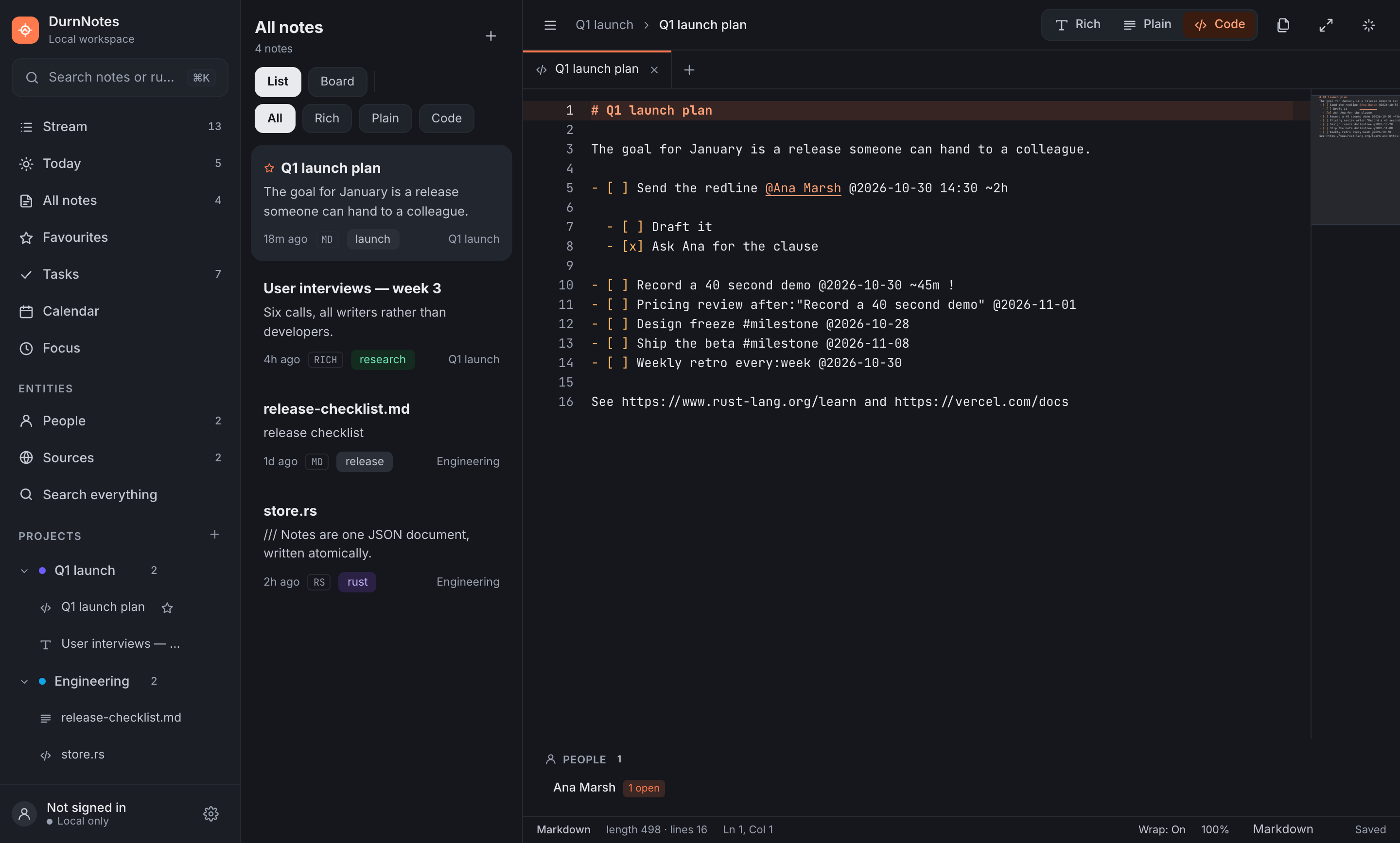 The code view in dark mode
