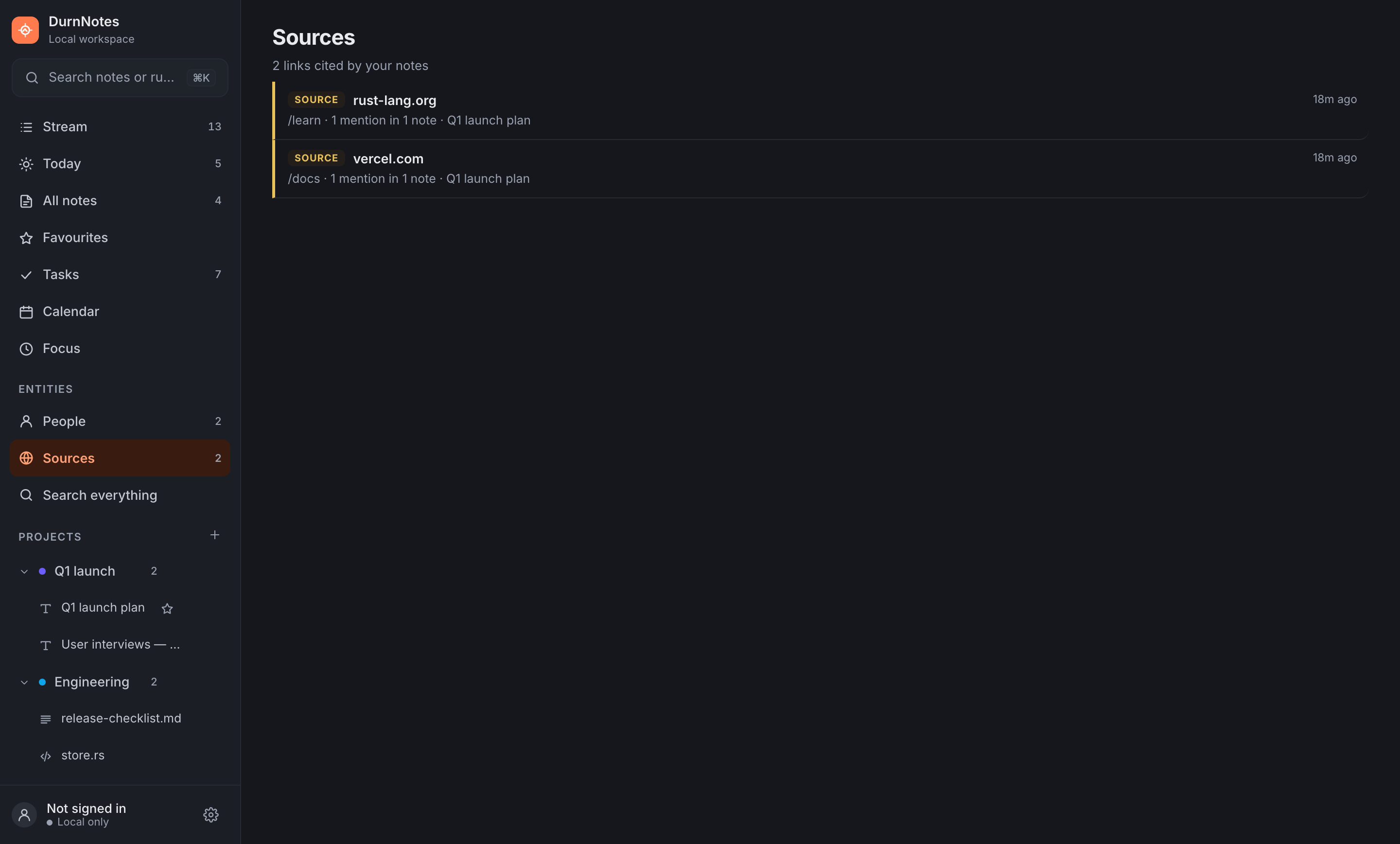 The command palette searching notes
